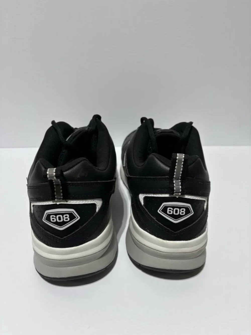 New Balance Men’s 608v5 Black Leather Sneakers, Size 18 D